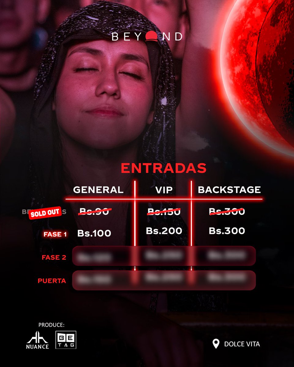 BeyondBolivia's tweet photo. 🎟️Asegura tu ticket en Fase 1 a través del link en la descripción.

🎟️Adquiere el COMBO y obtén tus tickets al precio de la FASE ANTERIOR

📅 21 de enero 2025
📍 Dolce Vita, Santa Cruz
📲 Call Center: +59162792065 https://t.co/ME7aVURK82