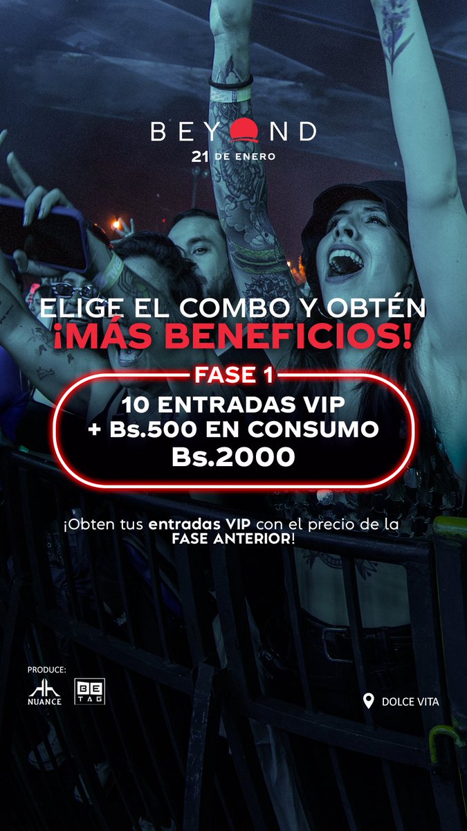 BeyondBolivia's tweet photo. 🎟️Asegura tu ticket en Fase 1 a través del link en la descripción.

🎟️Adquiere el COMBO y obtén tus tickets al precio de la FASE ANTERIOR

📅 21 de enero 2025
📍 Dolce Vita, Santa Cruz
📲 Call Center: +59162792065 https://t.co/ME7aVURK82