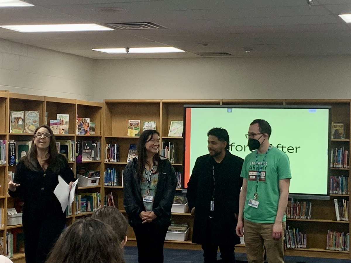 Congratulations to Rolling Terrace ES! Many thanks to Principal Mensah, Media Specialist D’Addario &amp; Doris &amp; Oscar from MCPS Div. of Design &amp; Construction for all of their efforts to bring the RTES community this wonderful, much needed space. 📚 (pics posted w/permission) #mcps