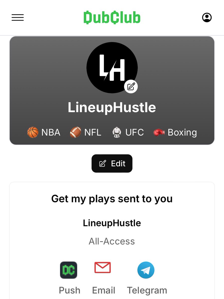 LineupHustle's tweet image. Guys , LineHustle is OFFICIALLY on @DubClub_win !🔥

3 day free trial for new subscribers!! Who doesn’t want to win money without the hassle ?!? Let me do that for you! 💰💰

Make sure to follow &amp;amp; DM me for the Promo ❤️