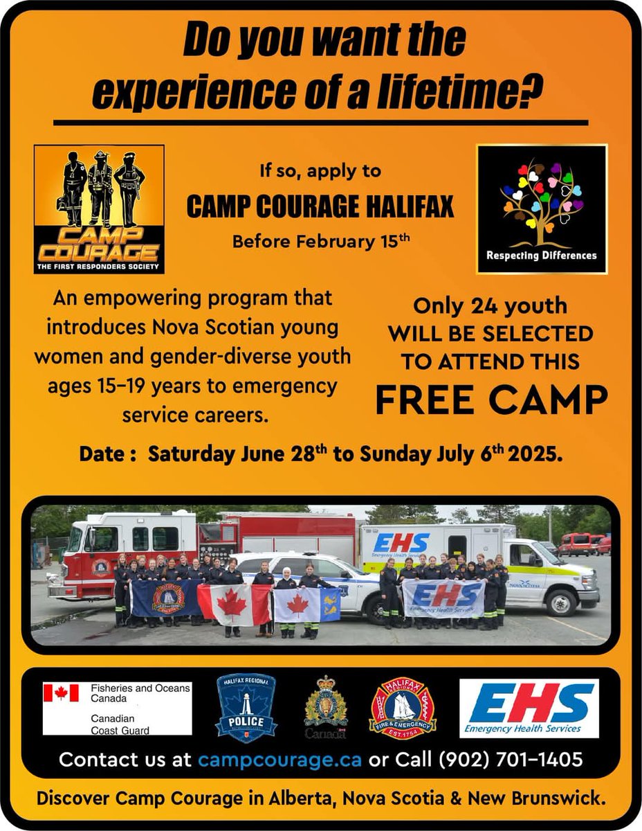 HfxMda's tweet photo. **** Via Camp Courage

Take Note! The Camp Courage application deadline is now February 15th, 2025. Don’t wait!

 Apply here:

https://t.co/sAaG1YjRAW https://t.co/KZQKIzwEBH