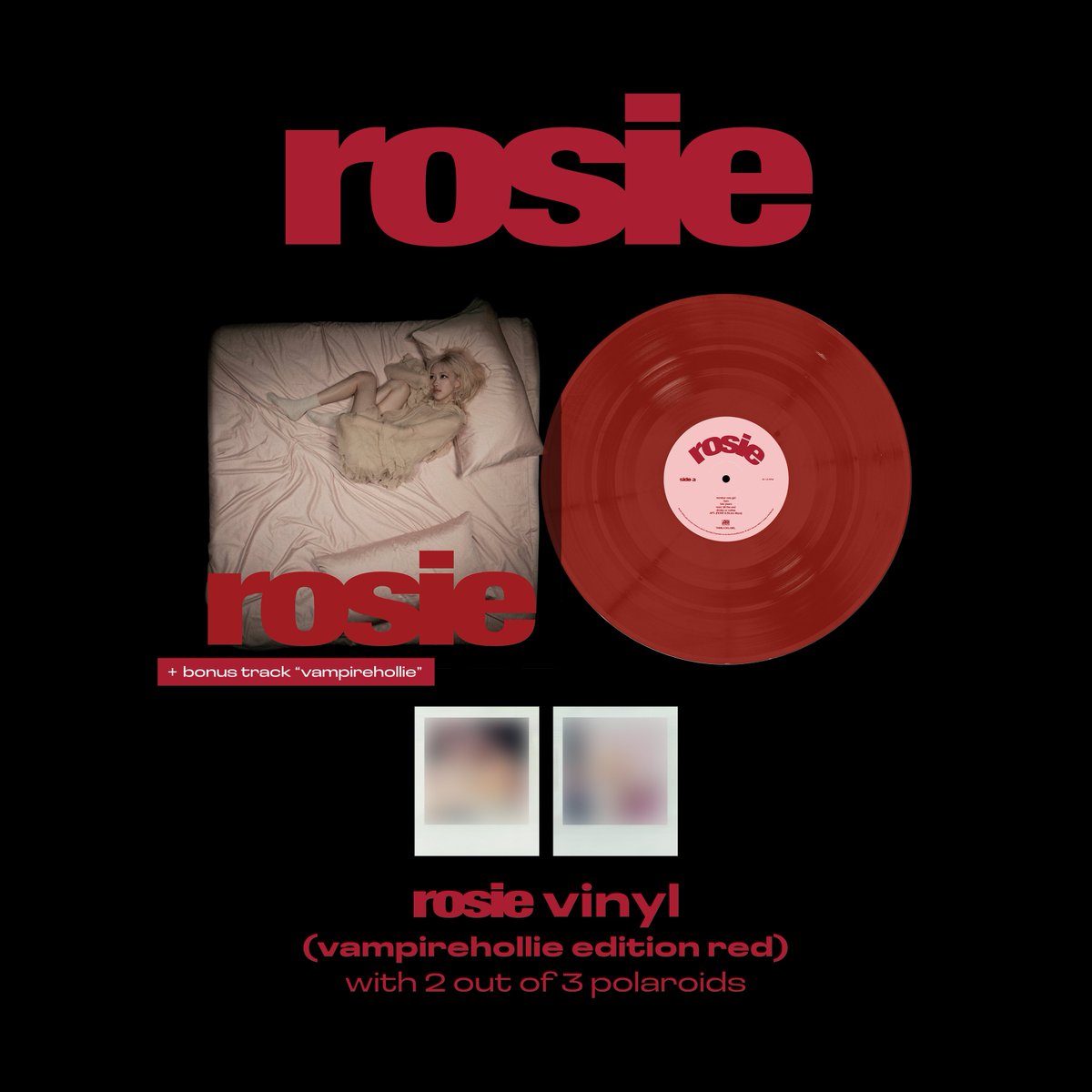 numberoneHQ's tweet photo. rosie vinyl (vampirehollie edition) red & clear now available at select record stores!

find them now at:

Park Ave CDs - Orlando, FL @ParkAveCDs 
Rough Trade - New York, NY @RoughTradeUS 
Darkside Records - Poughkeepsie, NY @DarksideRecordz 
Spin Me Round - Easton, PA @Spin_MeRound

#rosiebyROSÉ #ROSÉ_rosie #rosesarerosie