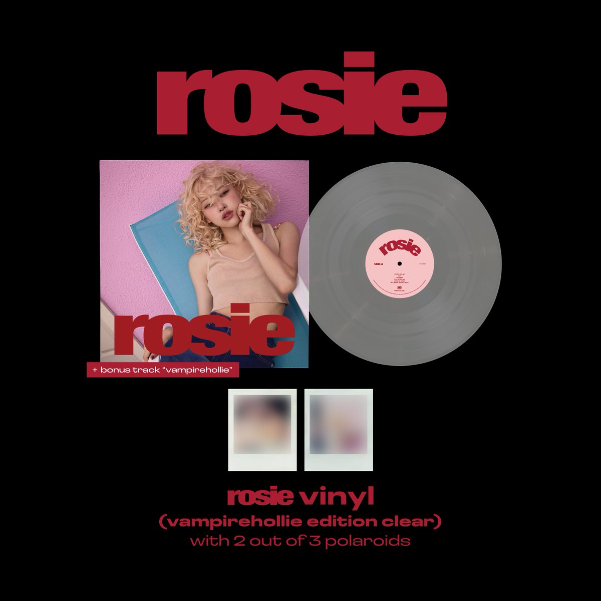 numberoneHQ's tweet photo. rosie vinyl (vampirehollie edition) red & clear now available at select record stores!

find them now at:

Park Ave CDs - Orlando, FL @ParkAveCDs 
Rough Trade - New York, NY @RoughTradeUS 
Darkside Records - Poughkeepsie, NY @DarksideRecordz 
Spin Me Round - Easton, PA @Spin_MeRound

#rosiebyROSÉ #ROSÉ_rosie #rosesarerosie