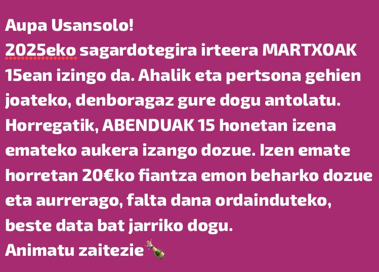 Sagardotegira irteera MARTXOAK 15! Animatu!🔥