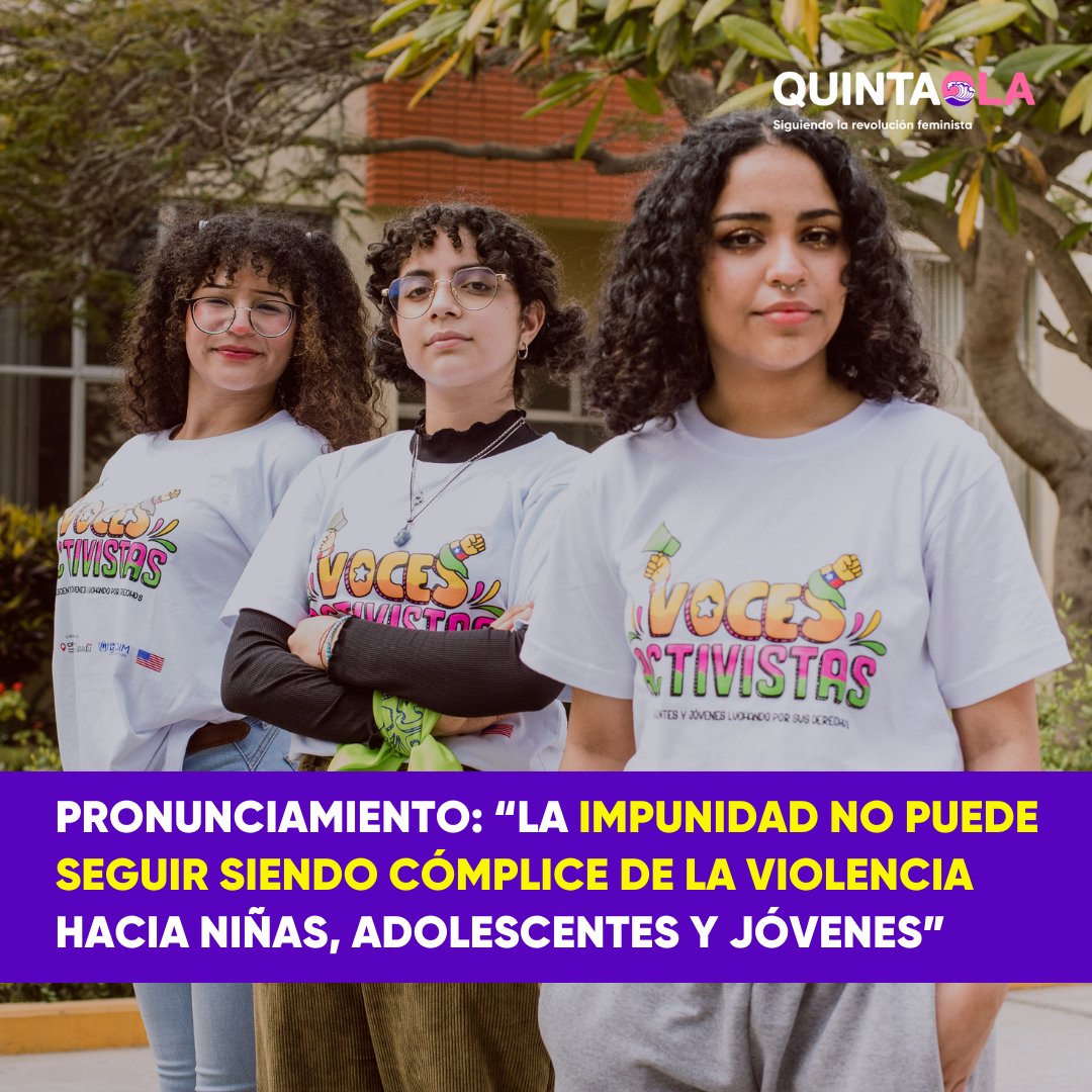 QuintaOlaPeru's tweet photo. 📢¡Niñas y adolescentes tienen #derecho a vivir libres de miedo y abuso!
Las activistas del #CCAJ de Quinta Ola se pronuncian contra dos casos concretos que reflejan la cruel situación de violencia a la que están expuestas las niñas, adolescentes y jóvenes mujeres en el Perú👇🏽 https://t.co/nuB2xyeL0m