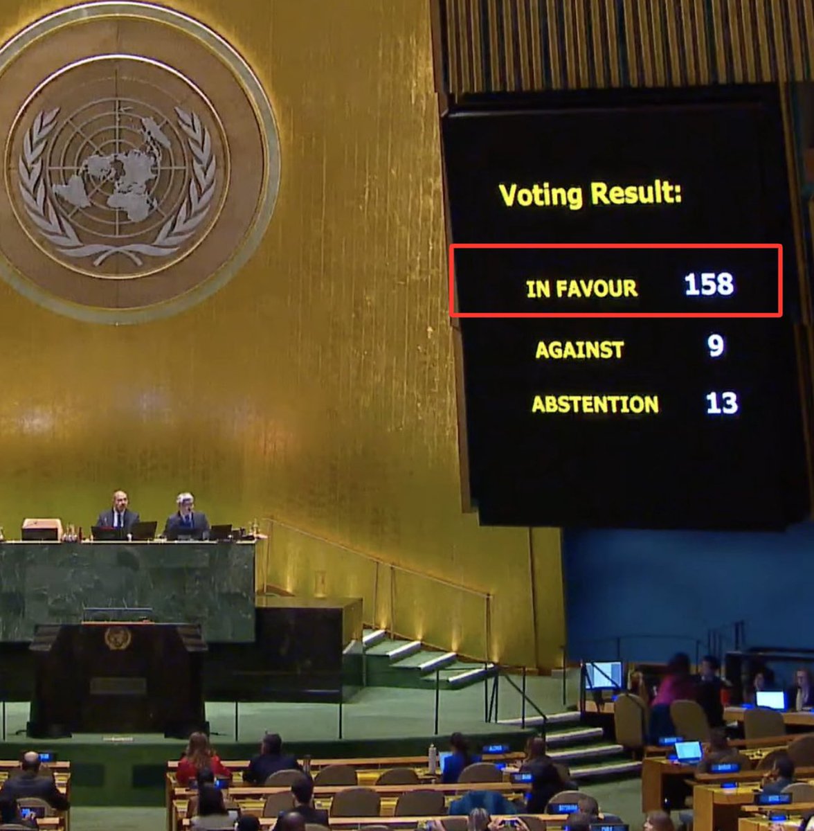 UN General Assembly just overwhelmingly voted for an immediate ceasefire in Gaza, 158 countries in favor. The U.S.—which has claimed for months to be working tirelessly for a ceasefire—voted against it.

The real international community wants the genocide of Palestinians to end.