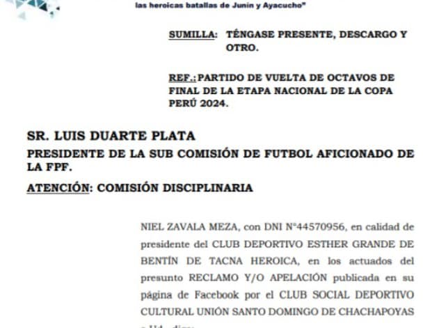 clarin_amazonas's tweet image. DENUNCIAN IRREGULARIDADES DE LA COMISIÓN DISCIPLINARIA DE LA FPF EN PROCESO DE RECLAMO DEL CLUB “SANTO DOMINGO” POR ALINEACIÓN INDEBIDA DEL #BENTIN DE #TACNA

Detalles: facebook.com/photo/?fbid=10…