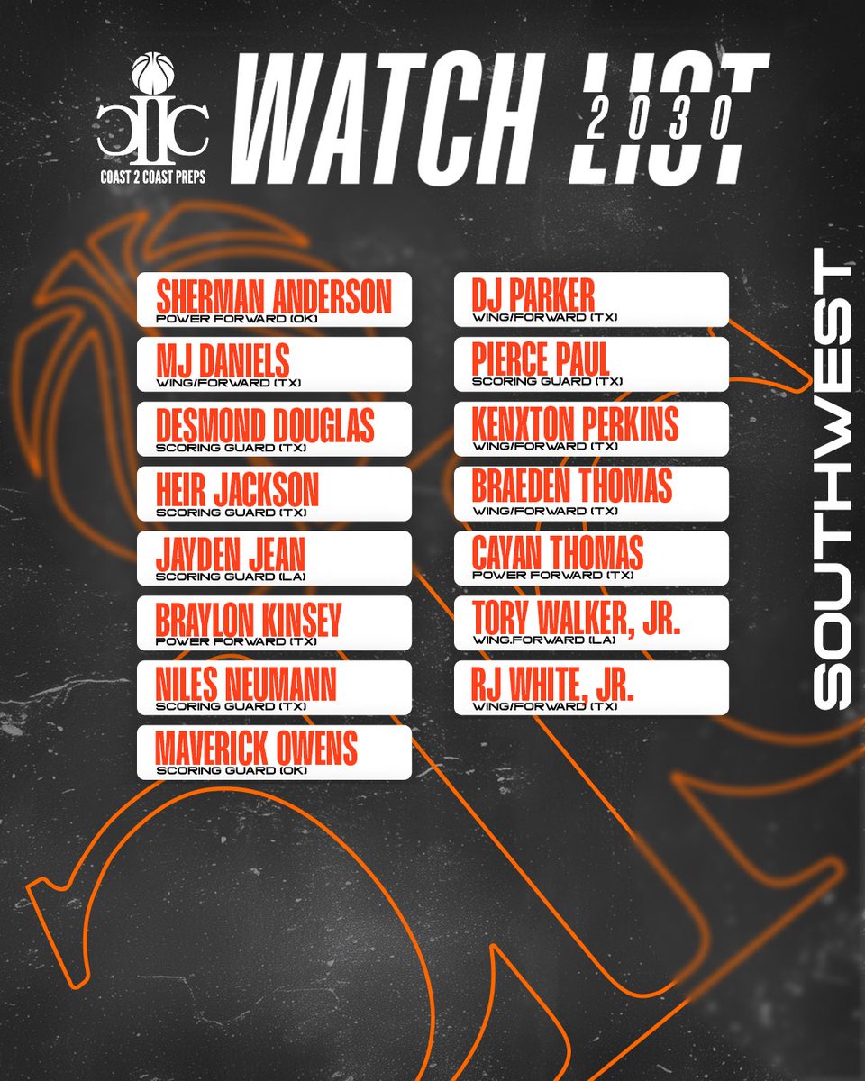 2030 Southwest WATCH LIST 🔥