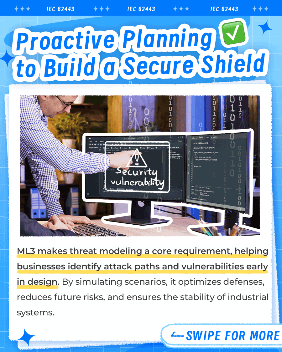 InHandNetworks's tweet image. 🔒 Not All Industrial #Cybersecurity Certifications Are Equal

#ML3 takes security further with:
⚙️ Threat modeling to identify vulnerabilities
🚀 Rapid response to zero-day threats
🔍 Rigorous audits for robust security
🛡️ Full lifecycle coverage for layered defenses
#IEC62443
