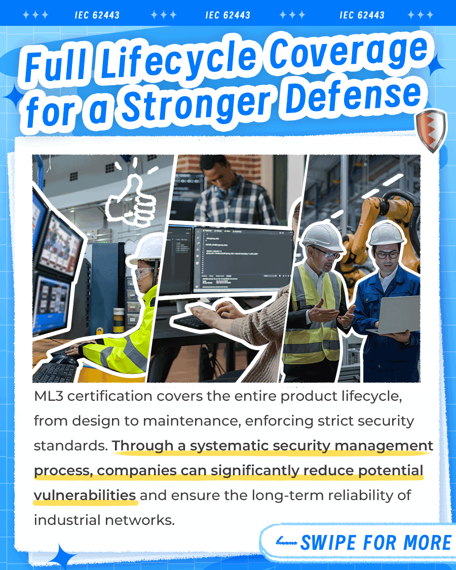 InHandNetworks's tweet image. 🔒 Not All Industrial #Cybersecurity Certifications Are Equal

#ML3 takes security further with:
⚙️ Threat modeling to identify vulnerabilities
🚀 Rapid response to zero-day threats
🔍 Rigorous audits for robust security
🛡️ Full lifecycle coverage for layered defenses
#IEC62443