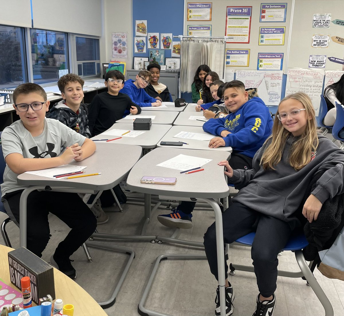 A group of Mrs. Ellis’s 6th grade students formed an after school study session to practice for their test tomorrow!