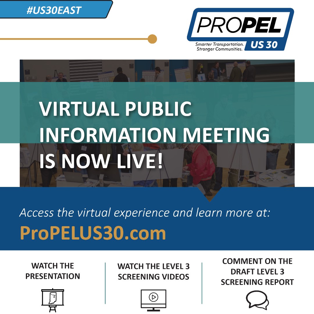 PropelUS30's tweet photo. Visit our study website to view several resources - the Virtual Public Information Meeting, interactive map, and Draft Level 3 Screening Report - to keep you informed and up-to-date on the study. https://t.co/HNC8WzvP3g https://t.co/eoADwJCbTE