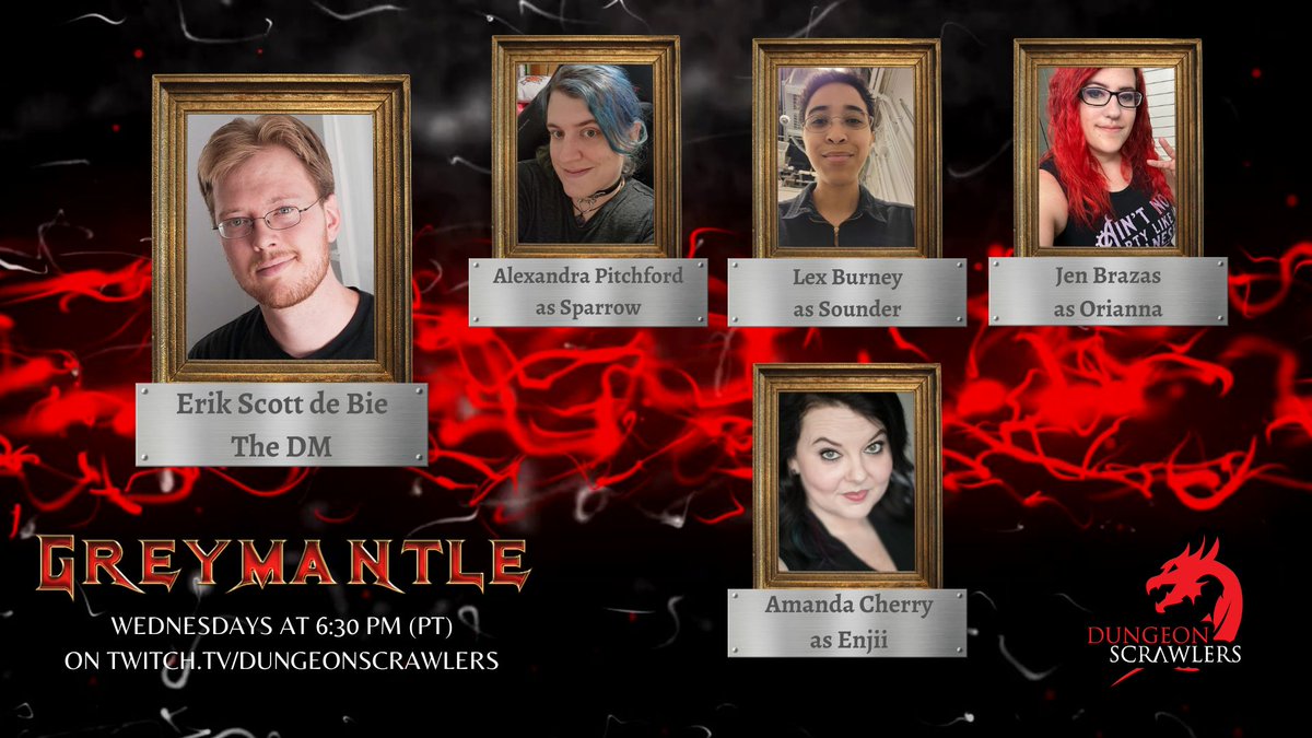 DungeonScrawl's tweet photo. Greymantle returns for an epic finale!   Join the Daughters of Darkness as they save Nightside from destruction...or doom it to the flames.  Hangout starts at 6 pm PT, and the episode kicks off at 6:30!  https://t.co/ycNmvU1Vjm... https://t.co/4fGCp4I7I6