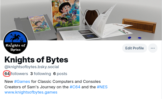 knightsofbytes's tweet image. We just realized that our new Bluesky account has exactly 64 followers! Is that a sign? Does it mean something?? Either way: Thank you all for your continuing support! 😃
#c64 #nes #games #retrogaming #homebrew #8bit