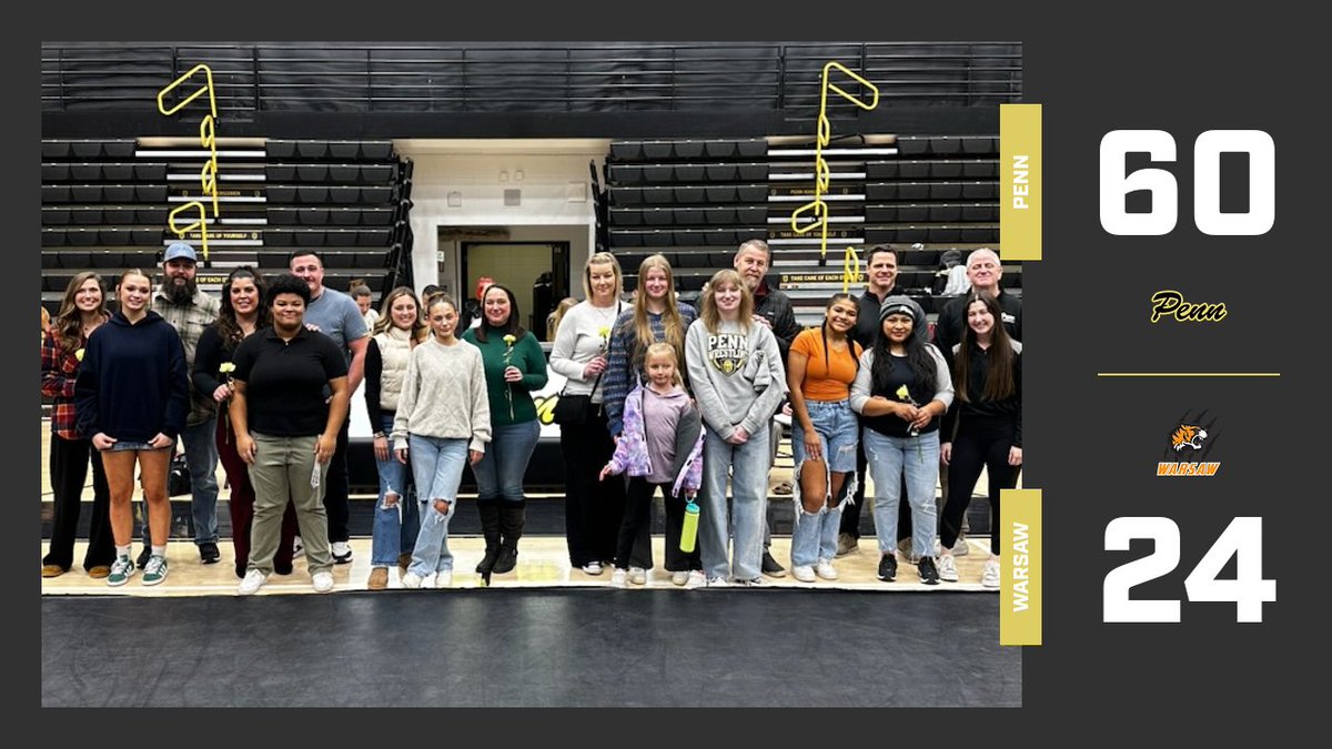 The_Pennant's tweet photo. GIRLS WRESTLING: Penn 60, Warsaw 24.
#SeniorNight
Kingsmen winners:
Emma Diaz
Lillia Schlabach
McKenna Nyikos
Aurora Schrader
Isabella Reller
Halie Horwarth
Mylea McKay
Janiah Branham
Samantha Schubert
Remy Hailey https://t.co/XmMhgRFj7N