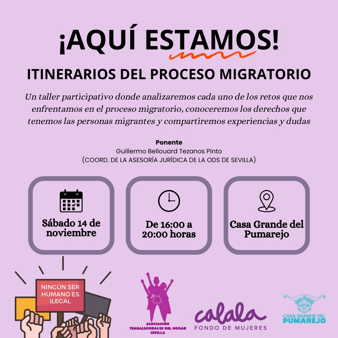 EmpleadasDel's tweet photo. 🟣🌐                                                                 
𝗔𝗤𝗨Í 𝗘𝗦𝗧𝗔𝗠𝗢𝗦!
ITINERARIOS DEL PROCESO MIGRATORIO
📆 Sábado 14 de dic 📌 16:00 a 19:00 horas 
✅ Casa Grande del Pumarejo
 Confirmar asistencia al 641834304✍️ https://t.co/hqXUF8htH3