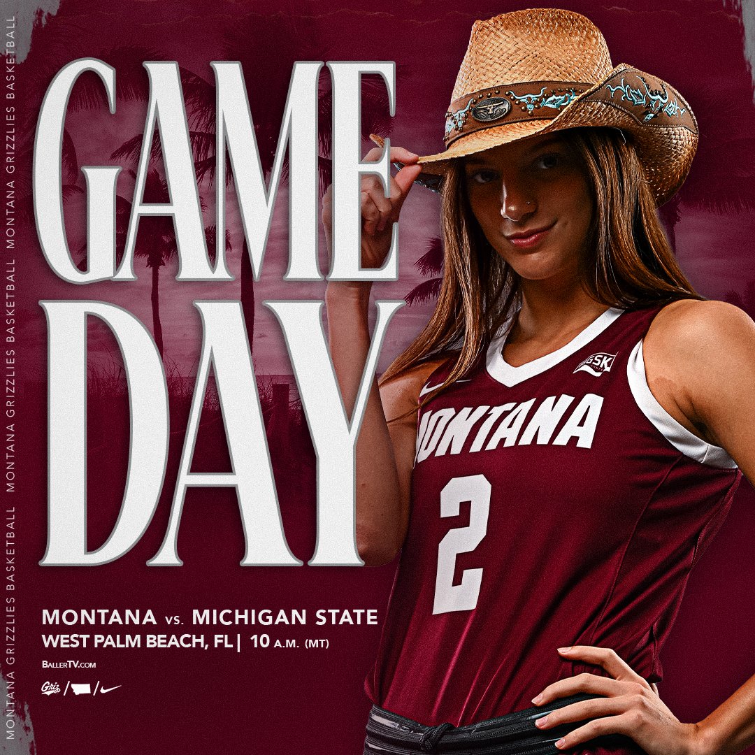 MontanaGrizWBB's tweet image. Here we go! 

📍West Palm Beach, FL
⏰ 10 a.m. (MT)
💻 BallerTV.com
📻 bit.ly/47e9m1e
📊 bit.ly/3QXu14L

#BigSkyWBB #GoGriz