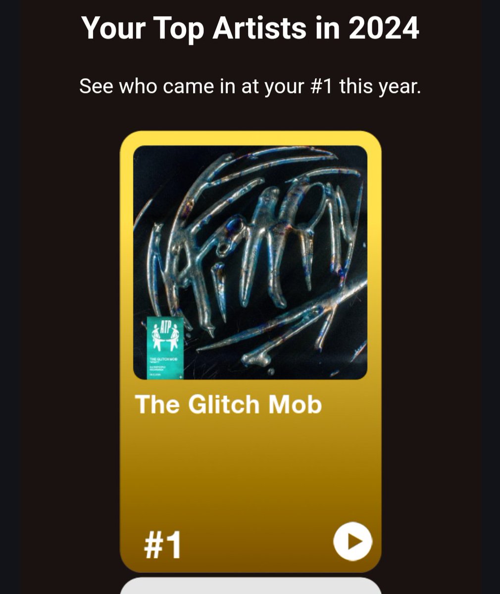 TKKNMSTR's tweet photo. Pandora next, no shareable link though. I'll put something for the first song that loads when I click the link they gave me in the email. #Pandora #Wrap #Wrapped #Recap #Recapped #2024 #Gaming
I imagine @theglitchmob is also one of my top played Spotify artists too. https://t.co/laKgmCQnVY