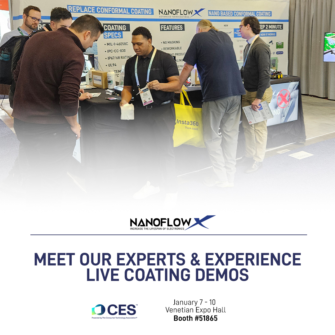 NanoFlowX's tweet photo. Meet our knowledgeable team &amp; witness live demonstrations of NanoFlowX in action on our waterproof electronics such as a outdoor HDTV, weatherized IoT devices, &amp; more! 

📍Visit us at #CES Las Vegas 2025 January 7-10 Booth #51865

Learn more at https://t.co/eWMvuNTK9q

#CES2025 https://t.co/PsPGXgHFfR