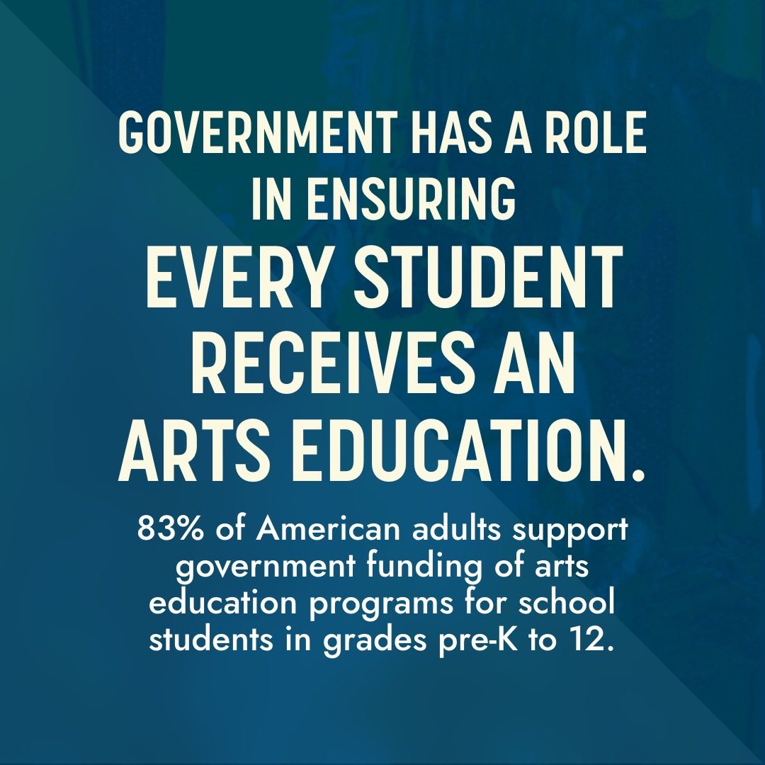 📣 Americans have spoken!

1️⃣ Everyone deserves the chance to participate in the arts.
2️⃣ Every student should receive a quality arts education. 👏

Our latest survey, “Americans Speak Out About the Arts,” shows how important it is to create inclusive, accessible, and supportive