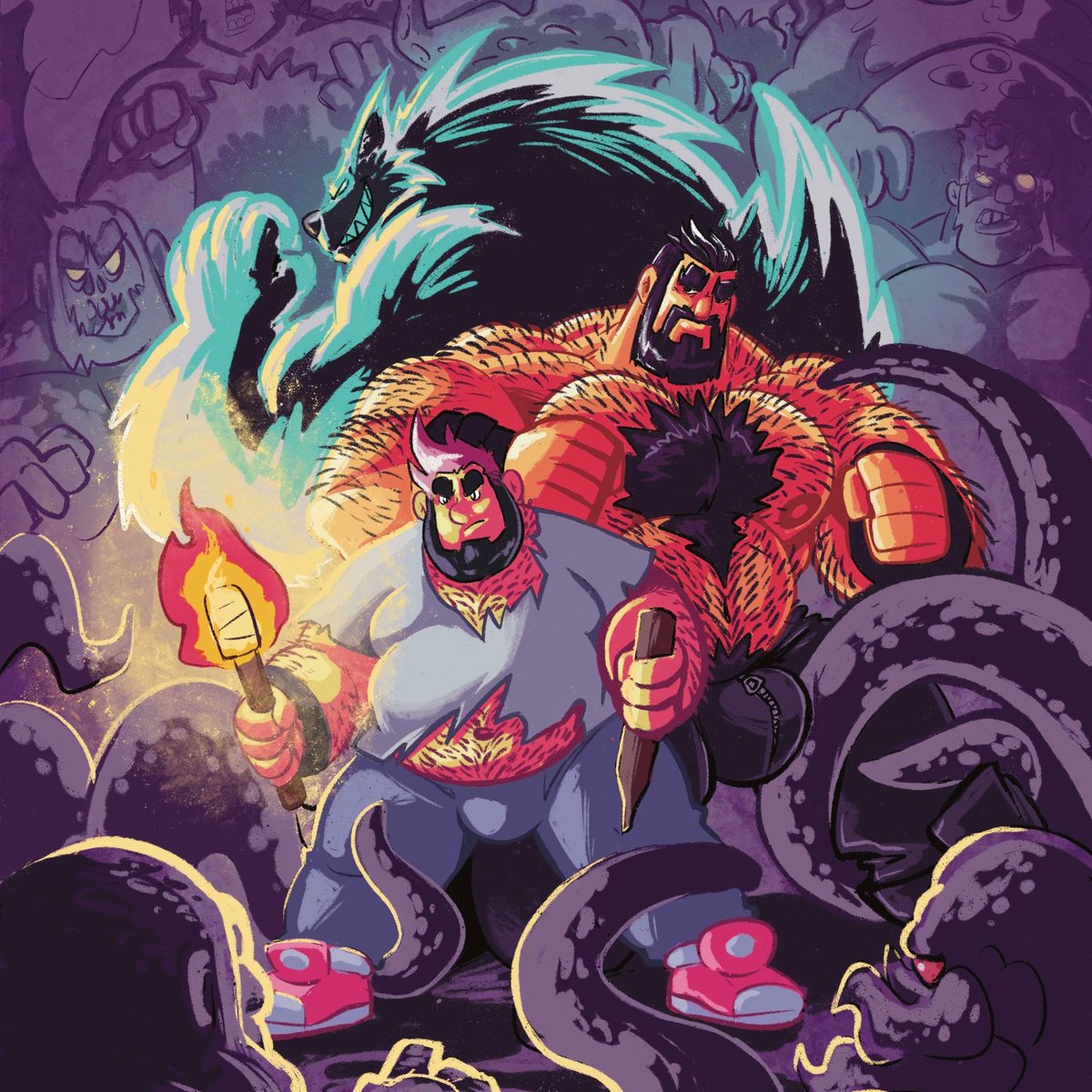 baralust's tweet image. Slowly getting back to work on my comic as my motivation changes drastically over time 😣 But I'm getting there again, I think this time I'm on the good route 😎 BTBW is coming in 2025 🤗 Prepare for a dose of bears, daddies and monsters with a retro pulp wave aesthetic 💚