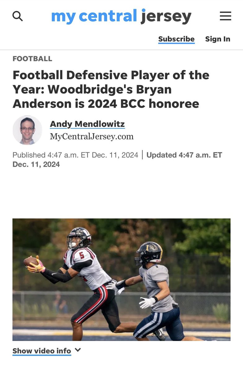 Bryan Anderson (@bryandy_5) on Twitter photo Honored to be announced Defensive Player of the Year for the Big Central Conference‼️🙏 <a href="/WHSbarronsFB/">Woodbridge High School Football</a> <a href="/bcnjgridiron/">Big Central Gridiron</a> Honored to be announced Defensive Player of the Year for the Big Central Conference‼️🙏 <a href="/WHSbarronsFB/">Woodbridge High School Football</a> <a href="/bcnjgridiron/">Big Central Gridiron</a>