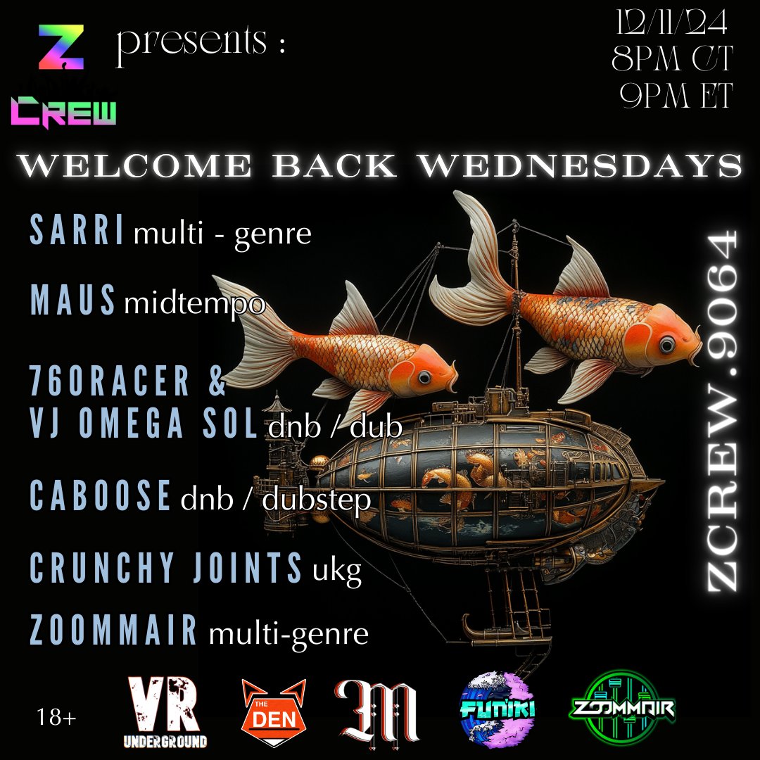 Event: Funiki x ZCrew Collab Party
Time: 12/11 @ 9pmEST
Location: ZCrew Club - <a href="/VRUnderground/">VRUnderground</a> Oasis 2.0

Join Funiki &amp; ZCrew for what promises to be the best Party happening in #VRChat tonight!