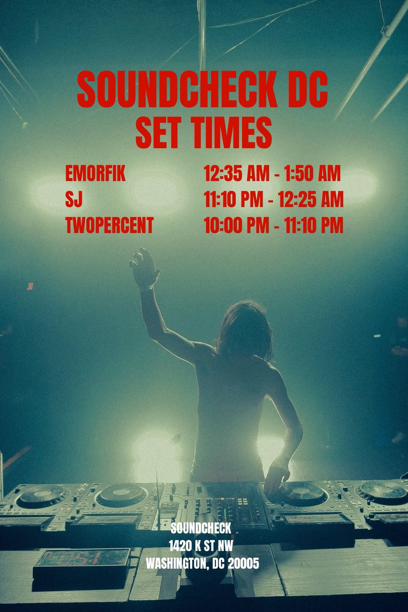 NO MERCY OUT NOW! (@emorfik_) on Twitter photo SET TIMES FOR <a href="/soundcheckdc/">Soundcheck</a> TONIGHT
GRAB YOUR REMAINING TIX HERE
ticketmaster.com/event/150060F0… SET TIMES FOR <a href="/soundcheckdc/">Soundcheck</a> TONIGHT
GRAB YOUR REMAINING TIX HERE
ticketmaster.com/event/150060F0…