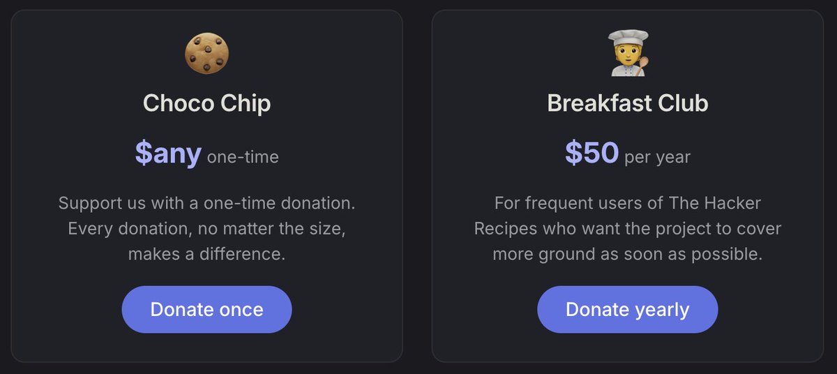 Charlie Bromberg « Shutdown » (@_nwodtuhs) on Twitter photo The Hacker Recipes needs you 🧑🍳
It's now possible to donate 👉👈
thehacker.recipes/contributing/d…
We also added an "ads" section for orgs that want some direct return on investment 📈
Oh btw... Shop 🛍️ opening soon, for people that want something in return (other than THR ofc 👀) The Hacker Recipes needs you 🧑🍳
It's now possible to donate 👉👈
thehacker.recipes/contributing/d…
We also added an "ads" section for orgs that want some direct return on investment 📈
Oh btw... Shop 🛍️ opening soon, for people that want something in return (other than THR ofc 👀)