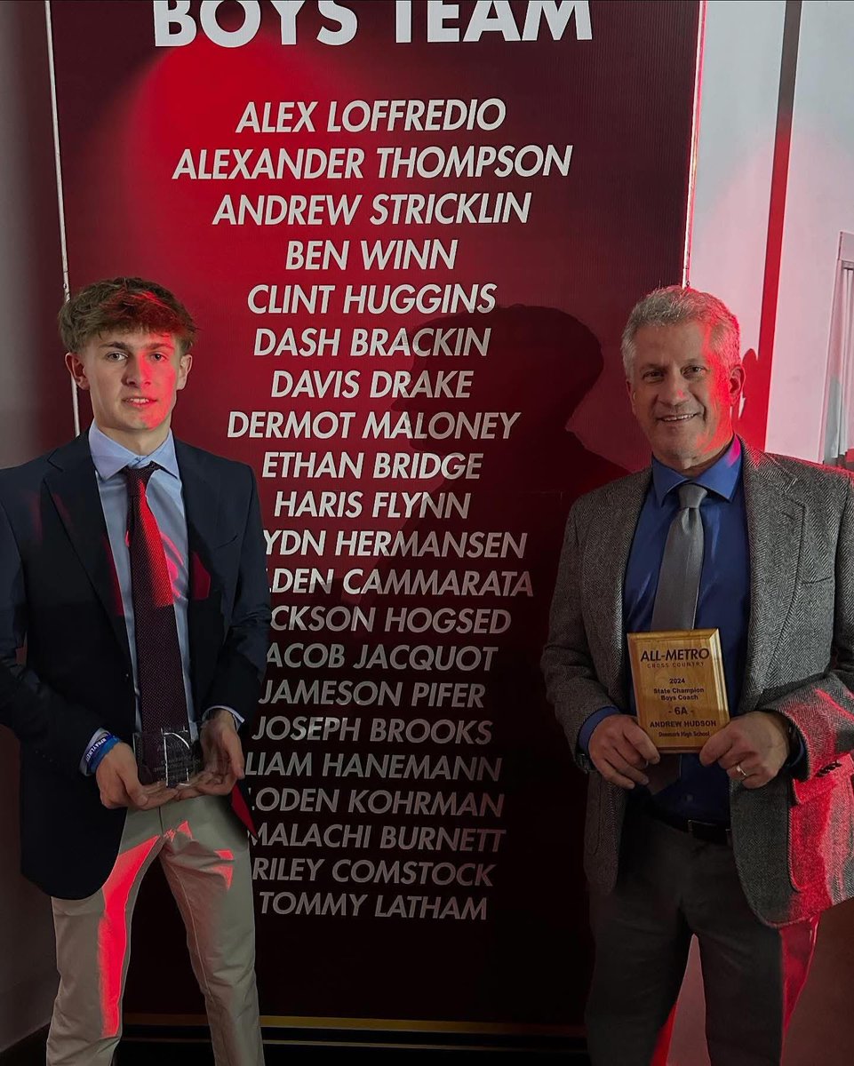 Congrats to <a href="/EthanBridge07/">Ethan Bridge</a> &amp; Coach Hudson on their <a href="/ATLtrackclub/">Atlanta Track Club</a> 2024 All-Metro Cross Country selection 

#Slide🐶