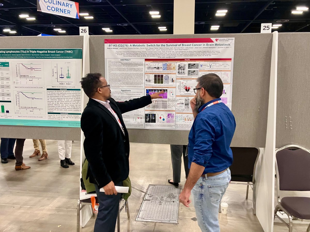 Juan Santamaria, MD, FACS (@dr_jsantamaria) on Twitter photo Very proud and excited about presenting our work on B7-H3 (CD276) in breast cancer brain metastasis by Dr. Asad Rehman post-doc with <a href="/NasserWasim/">Wasim Nasser, PhD</a> <a href="/SABCSSanAntonio/">SABCS</a> <a href="/UNMCCOM/">UNMC College of Medicine</a> <a href="/unmc/">University of Nebraska Medical Center</a> <a href="/UNMCSurgery/">University of Nebraska General Surgery Residency</a> <a href="/UNMC_Biochem/">UNMC Biochemistry and Molecular Biology</a> <a href="/BuffettCancer/">Fred & Pamela Buffett Cancer Center</a> Very proud and excited about presenting our work on B7-H3 (CD276) in breast cancer brain metastasis by Dr. Asad Rehman post-doc with <a href="/NasserWasim/">Wasim Nasser, PhD</a> <a href="/SABCSSanAntonio/">SABCS</a> <a href="/UNMCCOM/">UNMC College of Medicine</a> <a href="/unmc/">University of Nebraska Medical Center</a> <a href="/UNMCSurgery/">University of Nebraska General Surgery Residency</a> <a href="/UNMC_Biochem/">UNMC Biochemistry and Molecular Biology</a> <a href="/BuffettCancer/">Fred & Pamela Buffett Cancer Center</a>