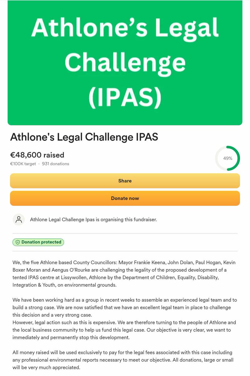 evankate760's tweet photo. It seems there's a lot of wealthy bigoted business people more than willing to contribute large sums of money, to fund the ongoing siege at Lissywollen IPAS site in Athlone. 

Large amounts of donations by named individuals. 

I hope some journalists pick up on this. https://t.co/2ecybdtjzd