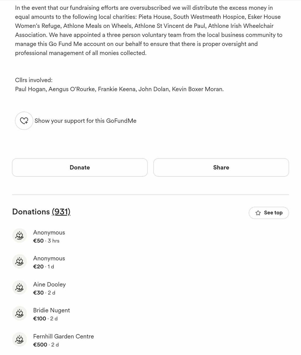 evankate760's tweet photo. It seems there's a lot of wealthy bigoted business people more than willing to contribute large sums of money, to fund the ongoing siege at Lissywollen IPAS site in Athlone. 

Large amounts of donations by named individuals. 

I hope some journalists pick up on this. https://t.co/2ecybdtjzd
