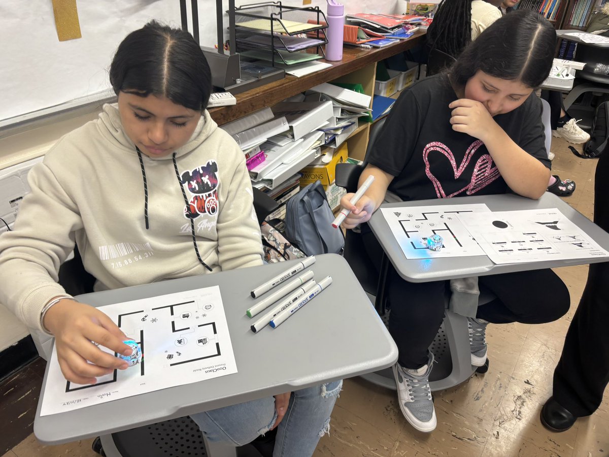 WH_ENL's tweet photo. ELLs who code!!! Check out the @wh_secondary ENL students with @ValenciaM today! They coded their @Ozobot to move along the map! Language and Coding! Next step adding in the speaking prompts with their partners @WhufsdRams #ellscan #WHe https://t.co/0k156OKiz2