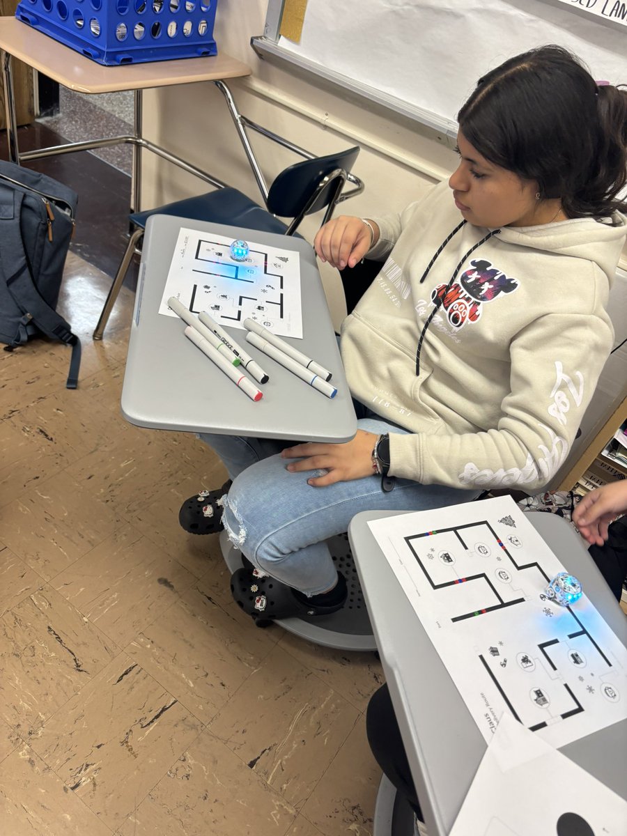 WH_ENL's tweet photo. ELLs who code!!! Check out the @wh_secondary ENL students with @ValenciaM today! They coded their @Ozobot to move along the map! Language and Coding! Next step adding in the speaking prompts with their partners @WhufsdRams #ellscan #WHe https://t.co/0k156OKiz2