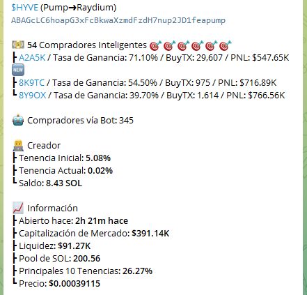 $HYVE 

CA:
ABAGcLC6hoapG3xFcBkwaXzmdFzdH7nup2JD1feapump 

unirse grupo:
t.me/ToroGambles 

bot comprar:
t.me/dogeebot_bot?s…