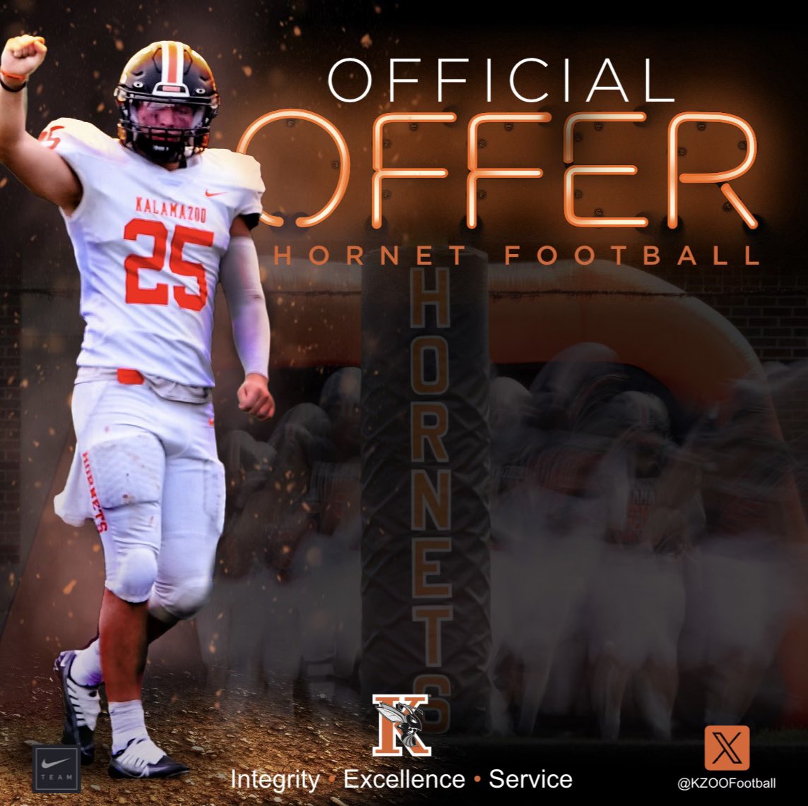 After a talk with <a href="/CoachPuckKzoo/">Andrew Puckett</a> I am blessed to receive an offer from <a href="/KzooFootball/">Kalamazoo College Football</a> 
<a href="/MIexposure/">Michigan Exposure</a>