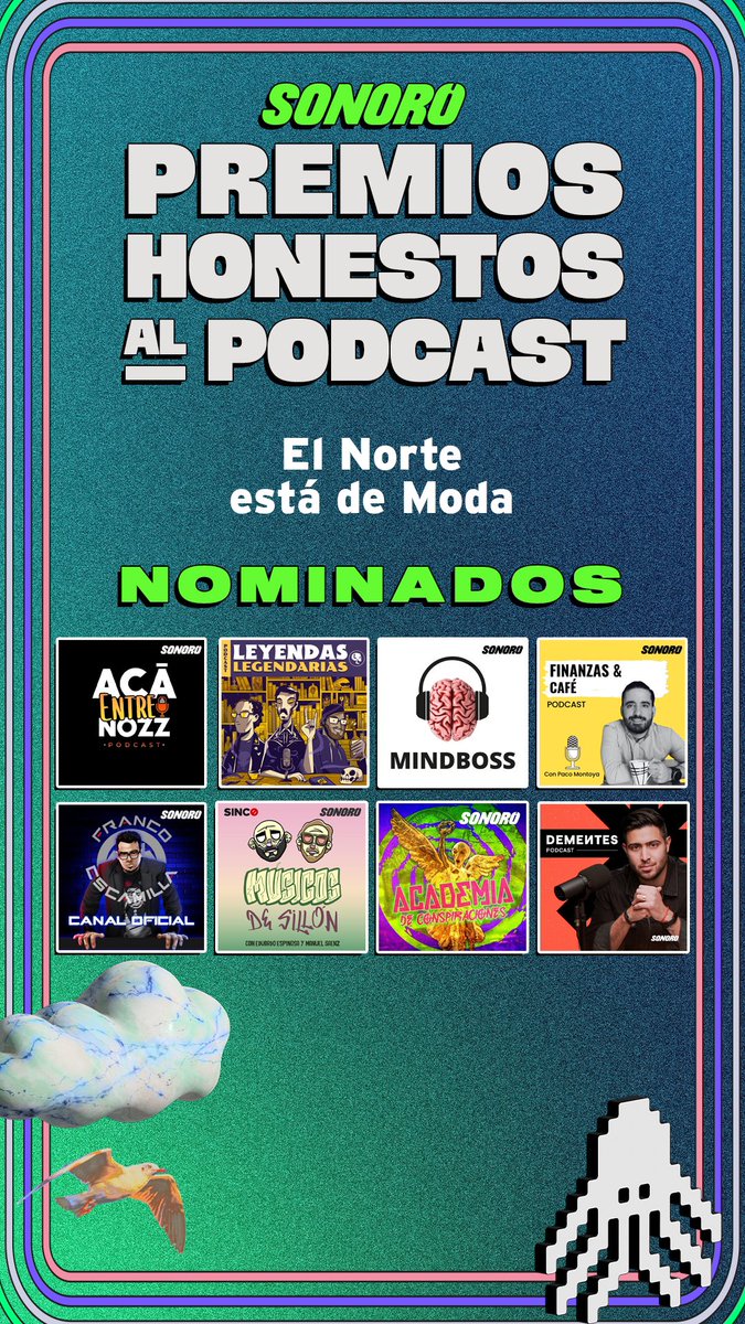 SonoroPodcast's tweet photo. @mezclasabruptas @marcoregil @eldollop @alexisdeonda @PedroPrietoTv @ElBadiablo @upolch @sarrechedera @realkarime @DebRyanShow @SabiduriaPsico @RafaLopez_Dr @JohnnyAbraham @Formula_Latina @quiquegaray @RICARDOMURGUIA @LaReimers @Primeroydiez @diegobarrazas @LuisaCoach10 @danymerlo @RoxanaCastanos @AstrologiaM @luzcarreiro Vota aquí: https://t.co/habrKPtk0A https://t.co/y6Ut07Cubw