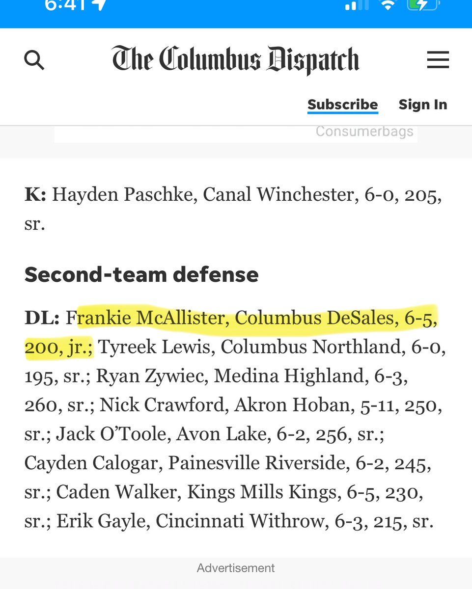 Frankie McAllister (@fmcallister21) on Twitter photo Blessed to be named second team all Ohio 🙏🙏
Love to everyone who supported me along the way
<a href="/FootballSFD/">DeSales Football</a> <a href="/DispatchPreps/">Columbus Dispatch Preps</a> Blessed to be named second team all Ohio 🙏🙏
Love to everyone who supported me along the way
<a href="/FootballSFD/">DeSales Football</a> <a href="/DispatchPreps/">Columbus Dispatch Preps</a>