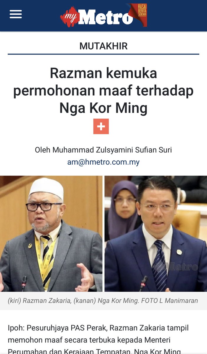 liyana_marzuki's tweet photo. MAAF KUASA TIGA

Kes 1- 9 Feb 2023 
Dia fitnah PM Malaysia promosi agenda LGBT dan Komunis. Lepas kena gertak dengan LOD, dia mintak maaf, kes tak diteruskan. 

Kes 2- 2 Dec 2024
Dia fitnah MB Perak zalim dan biadap. Selepas kena sound dalam DUN, dia mintak maaf. Siap mintak MB belikan dia sebagai Ketua Pembangkang kereta baru, punya tak malu. 

Kes 3- 11 Disember 2024
Dia fitnah Menteri KPKT, katanya acara kibar bendera China di Teluk Intan itu Menteri yang ni pelopori. Bila kena LOD, kelam kelibut minta maaf lagi. 

*****************

Sebagai orang Perak, saya sangat tak berkenan Ketua Pembangkang di DUN ni. Cakapnya merapu sahaja, nampak sgt eager beaver nak kan kuasa semata. 

Sekarang dah macam jadi SOP dia. 

FITNAH- MINTAK MAAF- REPEAT. 

Less than 2 years, 3 fitnah major dia buat. Dah jadi macam PEMFITNAH TEGAR. Dia terlepas sebab dia minta maaf. 

Ini lah isunya bila agama dijadikan parti. Apa sahaja taktik jahat politik, seperti fitnah dan adu domba, akan terpalit kepada agama juga. 

Kalau politikus yang kononnya mewakili Islam mengamalkan perangai fitnah dan menipu untuk undi, bagaimana orang lain memandang Islam nanti? 

Pejuang agama pada saya bukan bermaksud anda berperang dan memusuhi orang bukan seagama. Patutnya anda berusaha dekatkan orang lain kepada kita. 

Saya selalu percaya, orang menilai sesuatu agama bukan melalui kitab sucinya, tetapi melalui tingkah laku pengamalnya. 

Kalau inilah pemimpin Islam yang dipuja, you tell me. Orang nak dekati atau lebih menjauhi? 

Malaysia kena mula berfikir bagaimana nak buat depolitisi agama. Seperti Indonesia, Brunei dan Turki. 

Agama itu tidak seharusnya dimonopoli oleh mana-mana pihak. Tambah orang politik. 

Agama itu sifatnya menyatukan. Politik pula memecah belah. Makanya seperti air dan minyak. 

Moga reformasi politik ini berlaku segera. Ini yang terbaik untuk negara, menolak penunggang agama. 

Salam hormat,
Liyana Marzuki