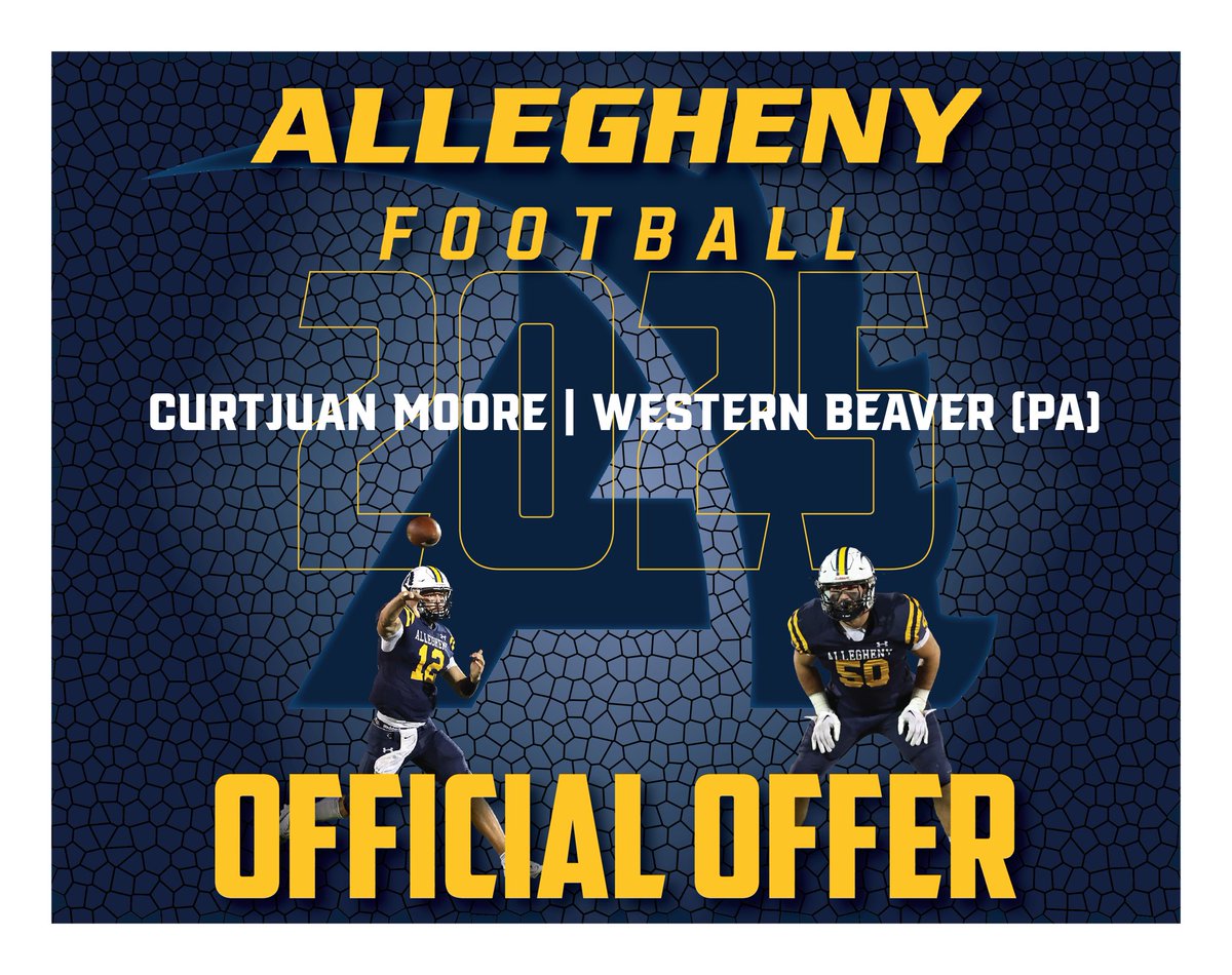 Curtjuan Moore (@curtjuanmoore) on Twitter photo Blessed to receive my first offer from <a href="/AlleghenyFB/">Allegheny Football</a>. Thank you <a href="/Coach_Layer/">Braden Layer</a> for the opportunity. Blessed to receive my first offer from <a href="/AlleghenyFB/">Allegheny Football</a>. Thank you <a href="/Coach_Layer/">Braden Layer</a> for the opportunity.