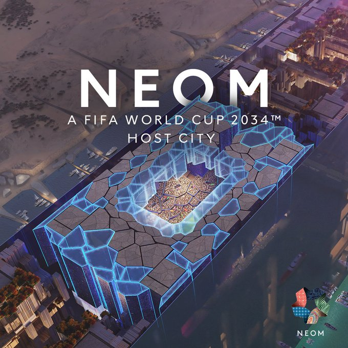 Sport_Web_I's tweet photo. ▬▬▬ L'Arabie Saoudite accueillera la Coupe du monde de football en 2034
▬▬ L'incroyable #NEOMStadium sera inauguré à cette occasion
▬ Entre autres innovations de rupture, il sera situé à ... 350 m au dessus du sol 😳
Regardez ⤵️⤵️⤵️ https://t.co/QxkwtUyUdM