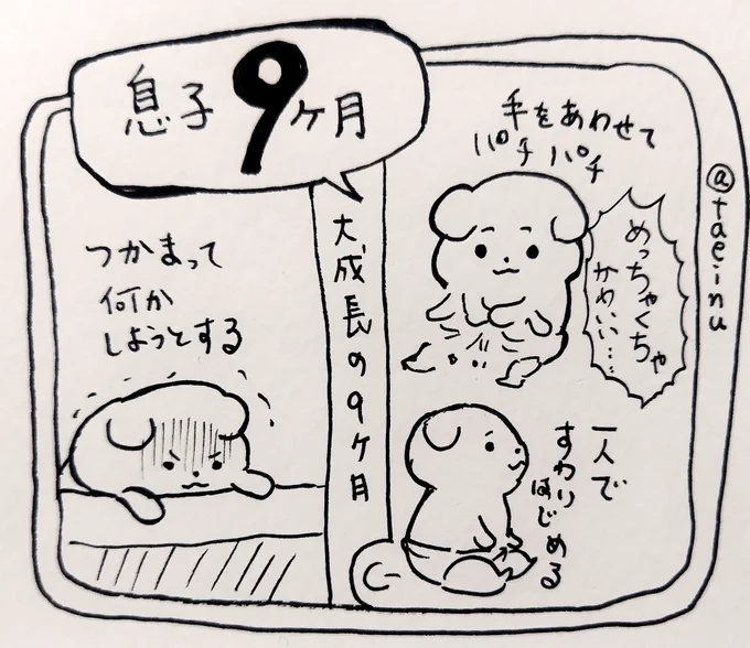 息子、9ヶ月になる。
できなかったことができるようになりました。
信頼してる相手には頭をこすりつけることが判明。猫かな? 