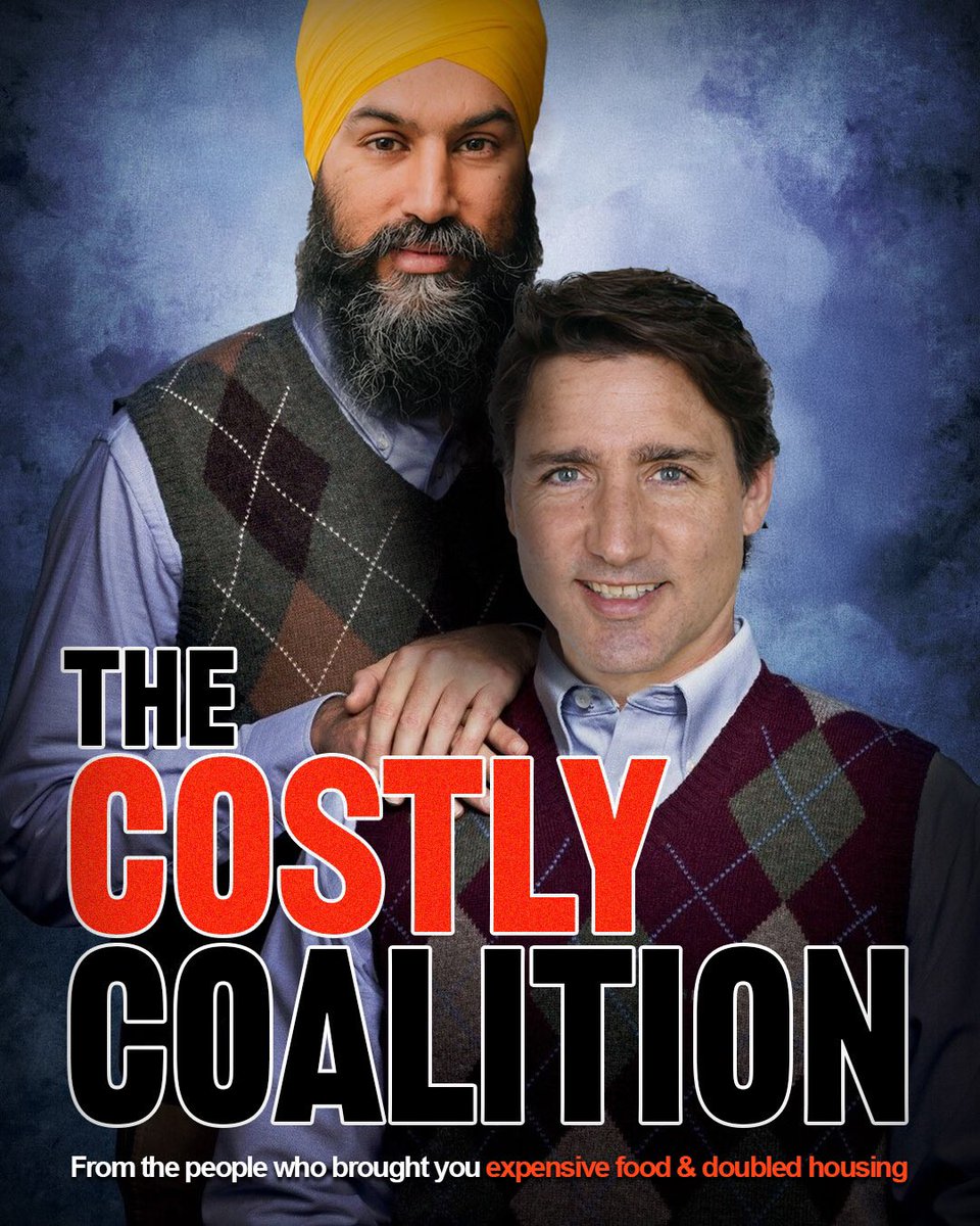 Jagmeet Singh and Justin Trudeau's Costly Coalition takes your money, taxes your food, doubles your housing costs, and unleashes crime and chaos.

Sign here if they're NOT worth the cost: conservative.ca/cpc/not-worth-…