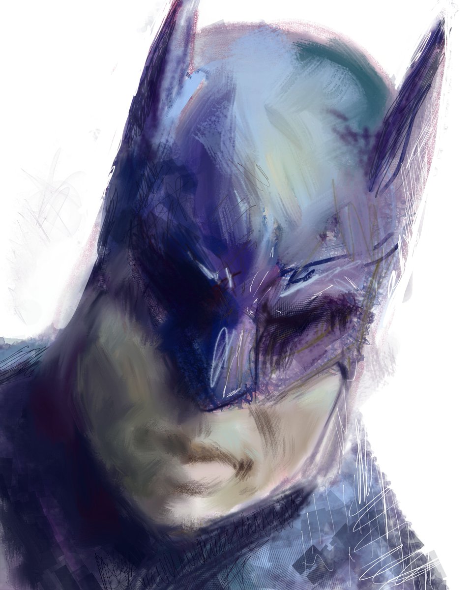 Two more paintings to explore color! This time painted a couple #Batmen (forgive any goofiness), first with only the lasso tool (and the gradient tool once...) and second with every single brush in Krita lol. Feel like I learned a lot.