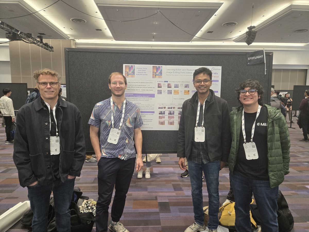 Presented the AURORA paper together with some of the awesome co-authors <a href="/chrisjpal/">Chris Pal</a> <a href="/sivareddyg/">Siva Reddy</a> <a href="/ludolara/">Luis Lara</a> from <a href="/Mila_Quebec/">Mila - Institut québécois d'IA</a> 

Tons of fun, 3h of non-stop chatting and exchange of ideas, now pretty exhausted 😅