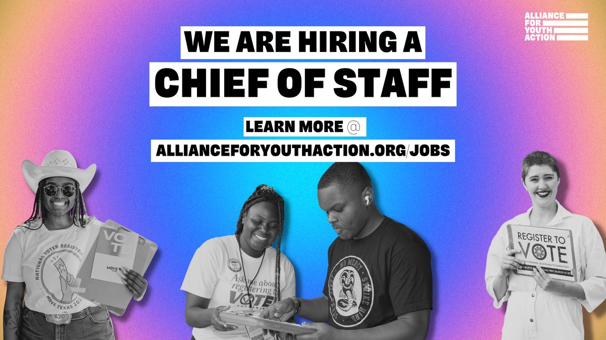 alliance4youth's tweet image. The Alliance is hiring! We’re looking for a Chief of Staff to work on administrative, operational, and organizational-wide projects to make time, information, and decision-making more effective.
Head over to allianceforyouthaction.org/jobs to read more and apply!