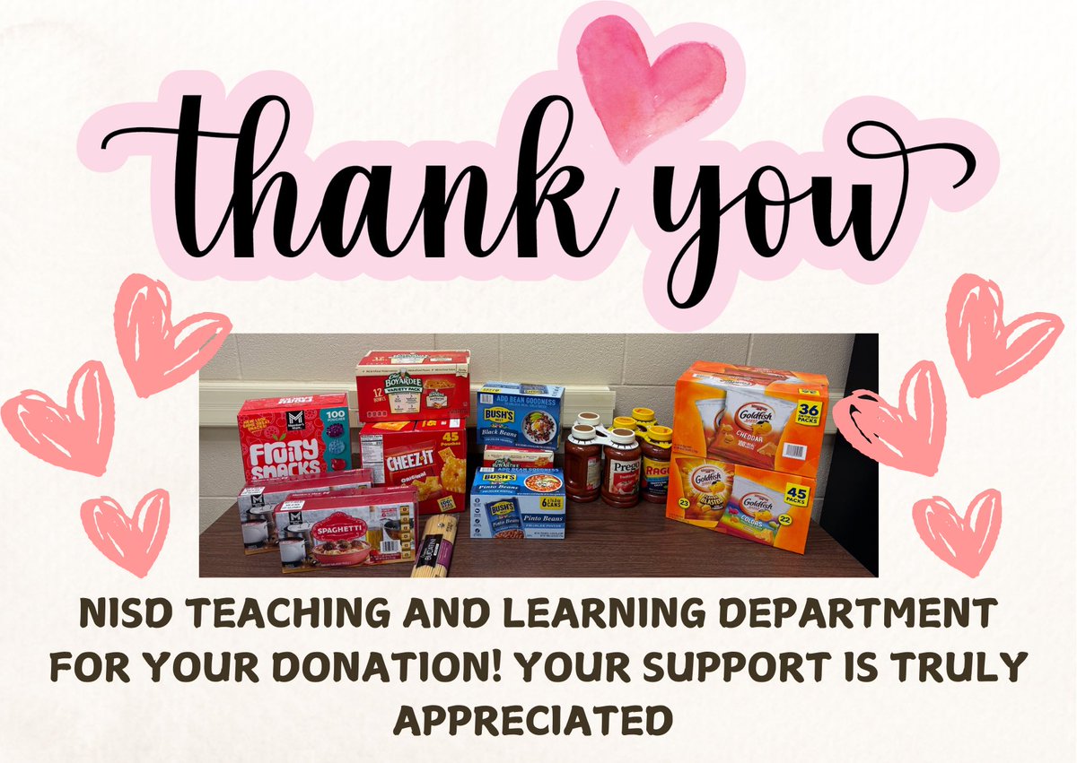 Huge THANKS to the Teaching and Learning department for the kind donation for our Murnin Mariners. We appreciate your kindness.  <a href="/NISDTeachLearn/">NISD Teaching & Learning</a> <a href="/NISDMurnin/">NISDMurnin</a>