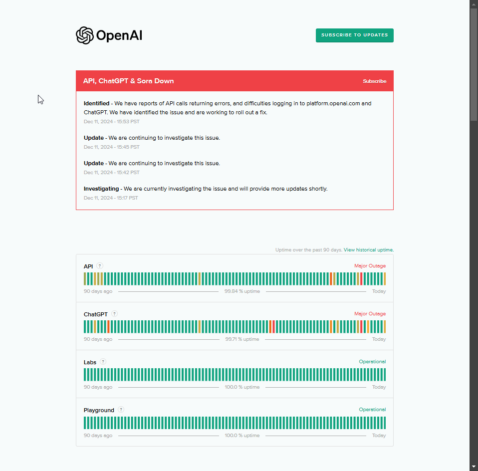 open ai down