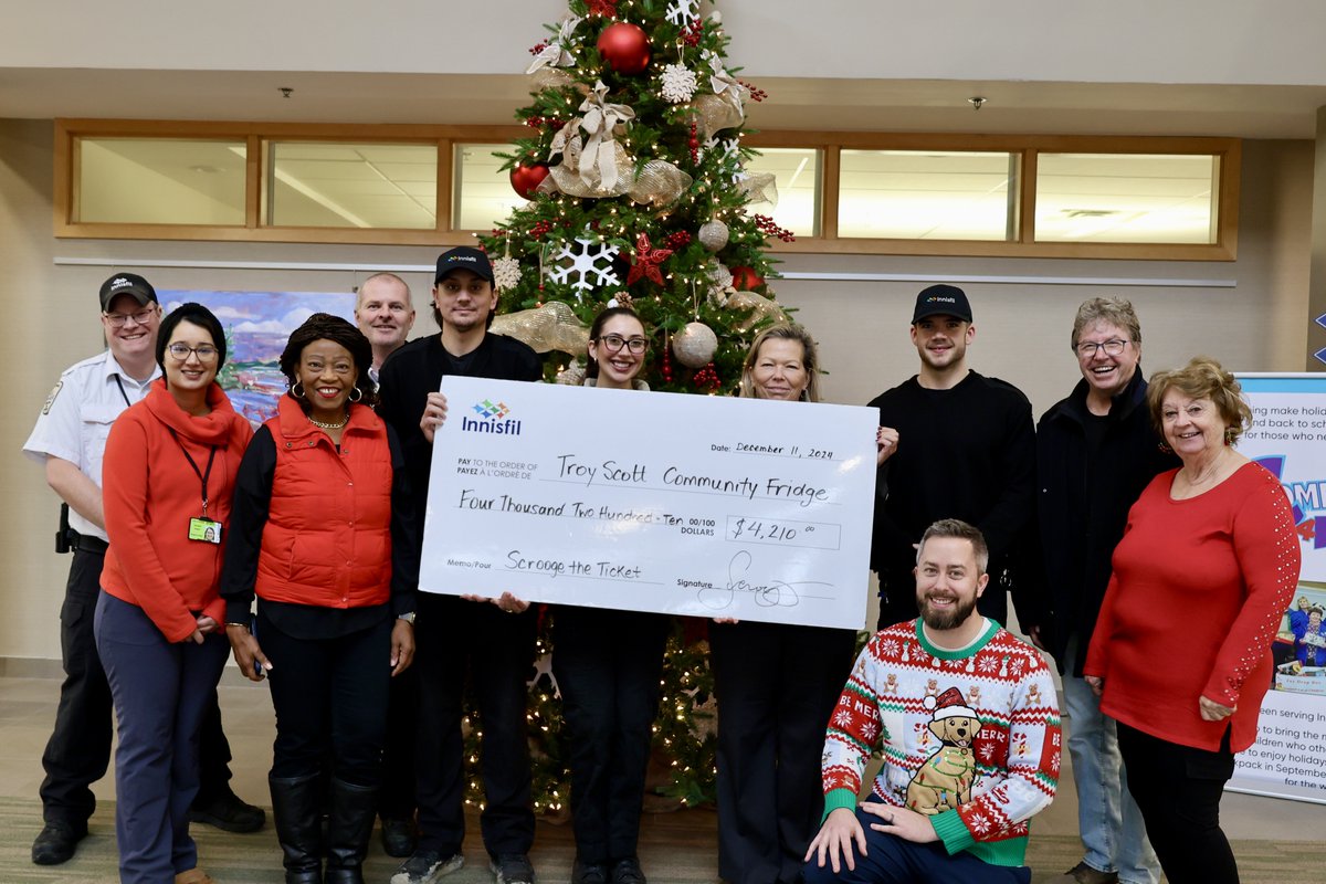 townofinnisfil's tweet photo. Our 10th annual #ScroogeTheTicket campaign turned parking tickets into nearly $8,500 in cash donations, non-perishable food items, and toys. 👏 Proceeds will be split between the Innisfil Food Bank and Troy Scott Community Fridges. 

Thank you to everyone who contributed! 💝 https://t.co/HwnhaOc3x9